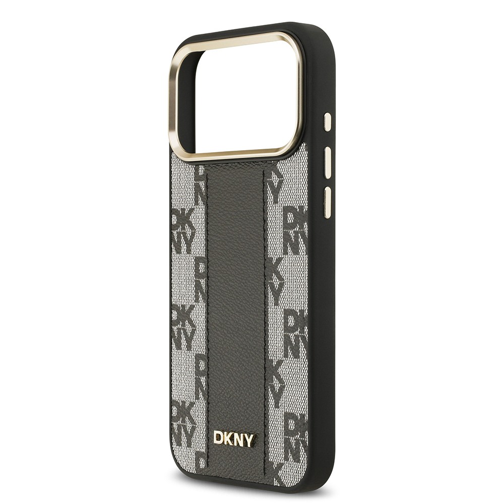 Apple iPhone 17 Pro Max Kılıf DKNY Orjinal Lisanslı M-safe Şarj Özellikli 3D Yazılı Checkered Pattern Kapak