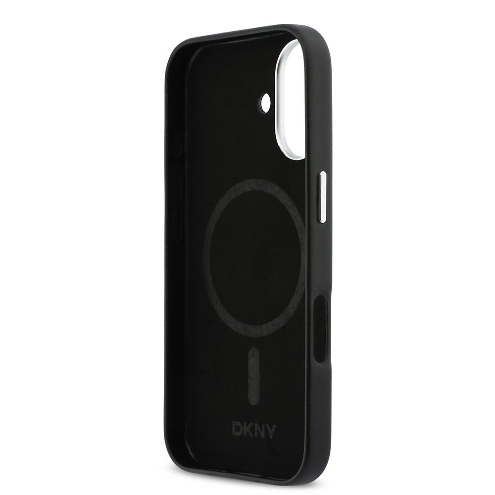 Apple iPhone 17 Kılıf DKNY Orjinal Lisanslı M-safe Şarj Özellikli PU Büyük Dikey Logolu Kapak