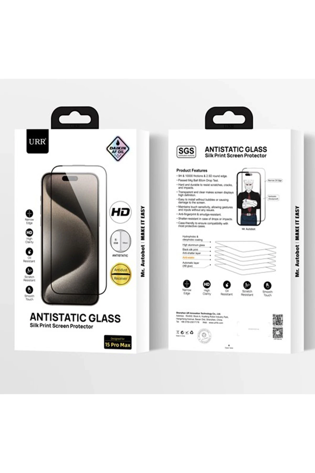 URR iPhone 16 Pro Max 2.5D Antistatik Silkscreen Cam Ekran Koruyucu