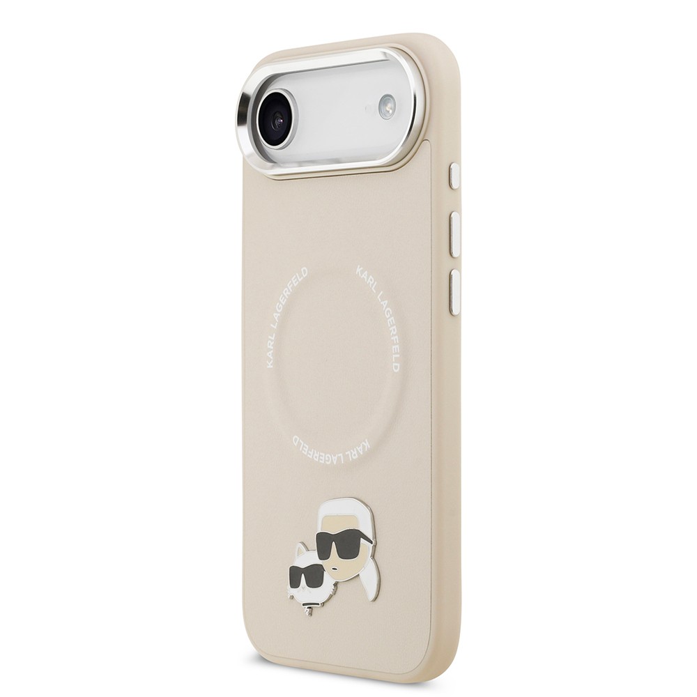 Apple iPhone 17 Air Kılıf Karl Lagerfeld Orjinal Lisanslı M-safe Şarj Özellikli Metal Kamera ve Buton Tasarımlı K&C PU Deri Kapak