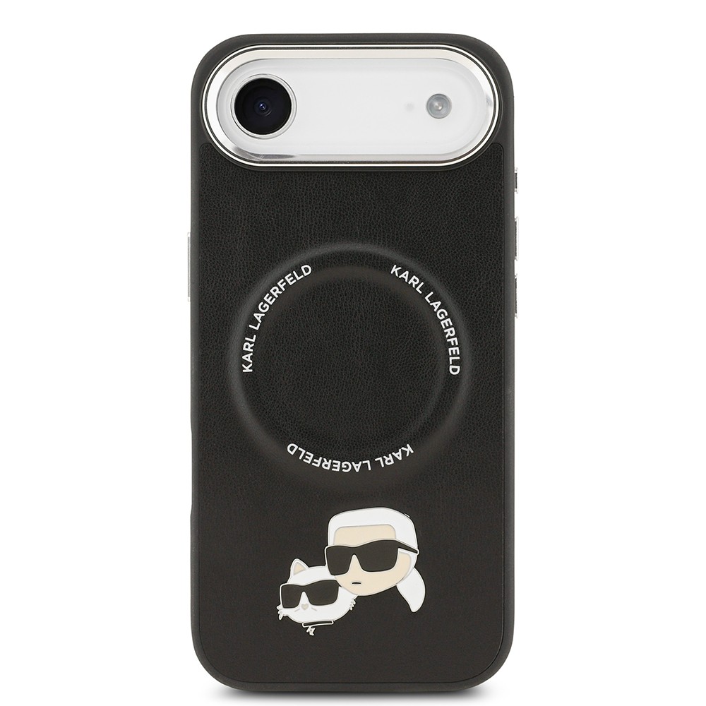 Apple iPhone 17 Air Kılıf Karl Lagerfeld Orjinal Lisanslı M-safe Şarj Özellikli Metal Kamera ve Buton Tasarımlı K&C PU Deri Kapak