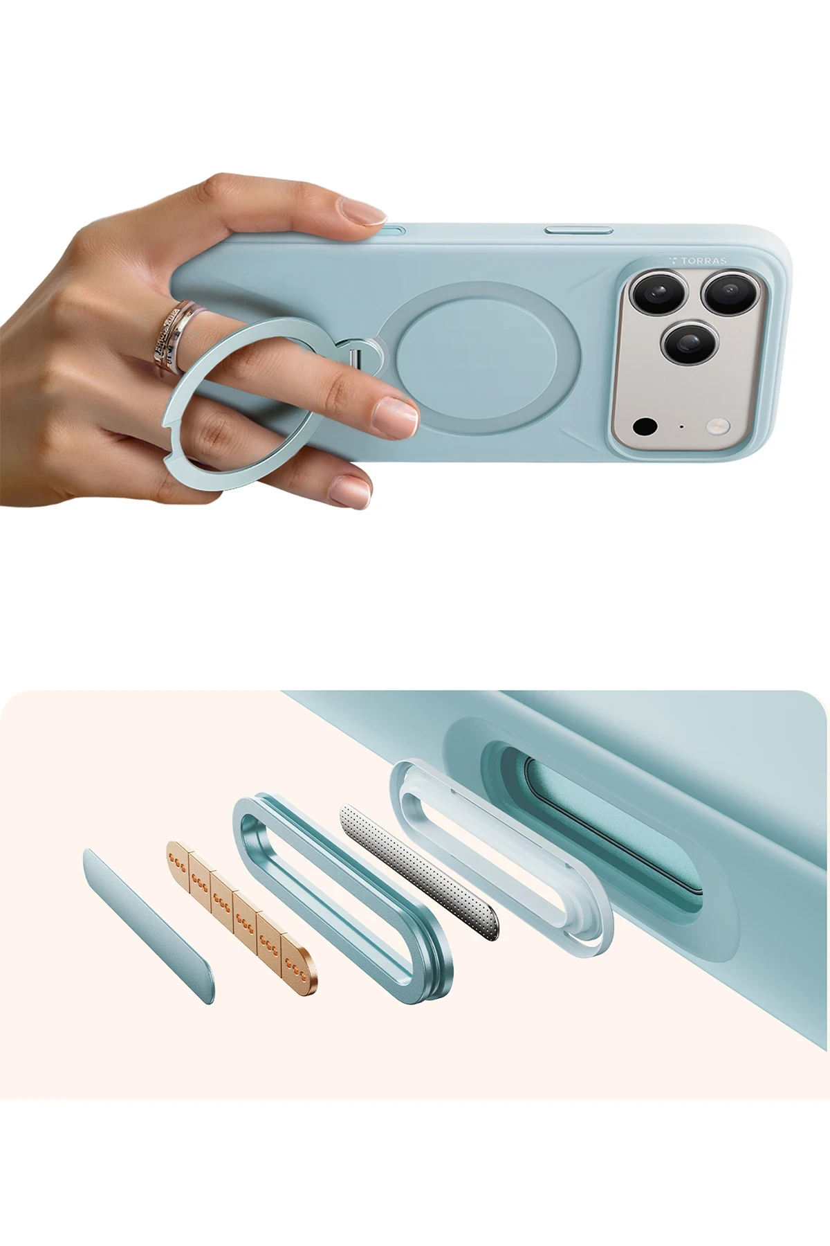 Torras Apple iPhone 17 Pro O Stand Spin Silicone Serisi Magsafe Kılıf