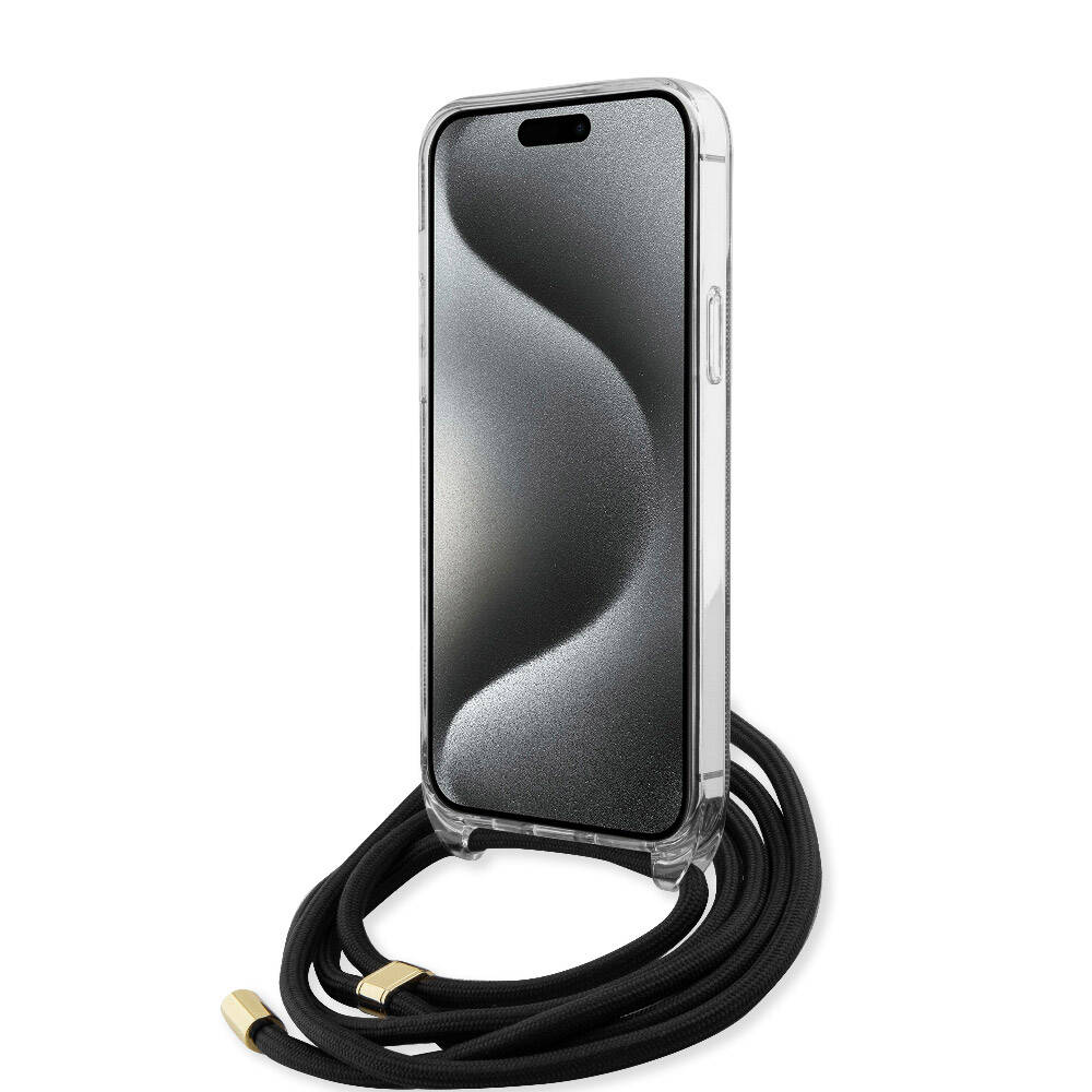 Apple iPhone 15 Pro Max Kılıf Guess Orjinal Lisanslı Çapraz Kordon 4G Desenli Kapak