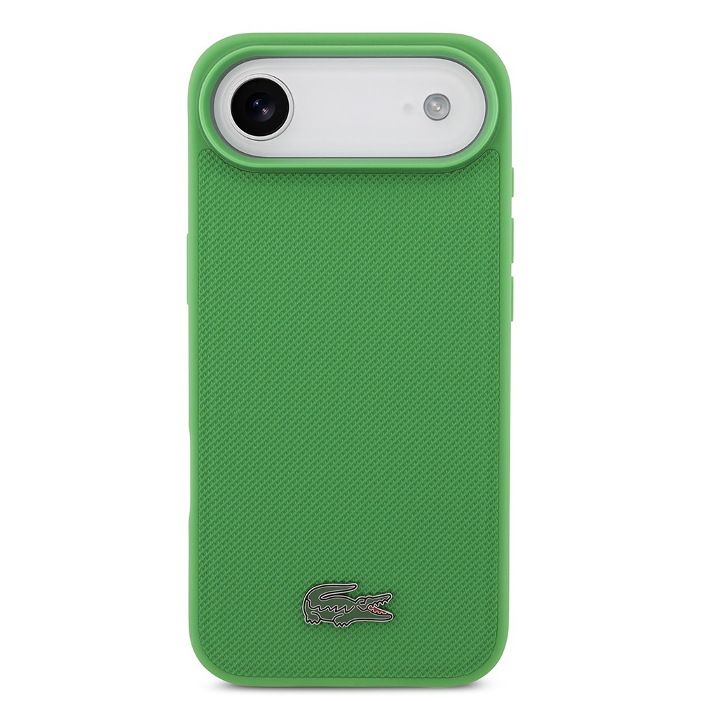 Apple iPhone 17 Air Kılıf Lacoste Orjinal Lisanslı M-safe Şarj Özellikli PU Pike Desenli Metal Logolu Kartlıklı Kapak