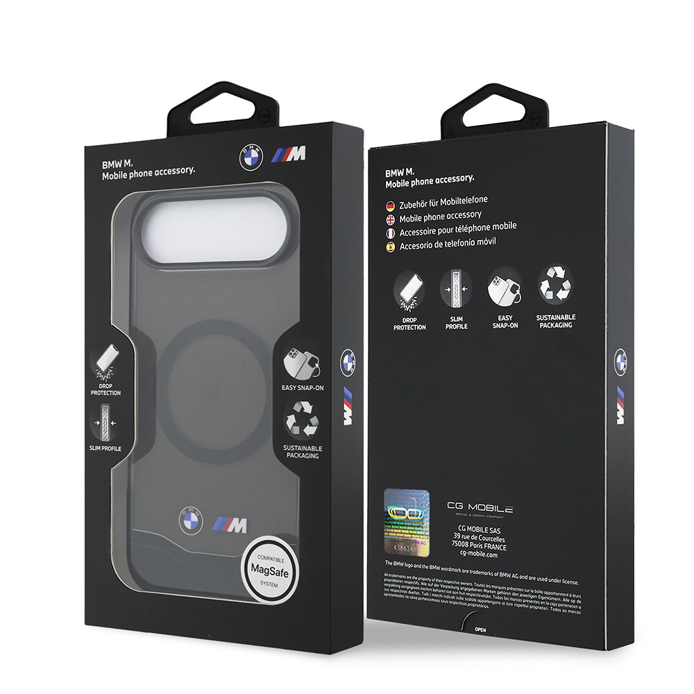 Apple iPhone 17 Air Kılıf BMW Orjinal Lisanslı M-safe Şarj Özellikli Metal Buton Tasarımlı Tranparan M Dizayn Kapak