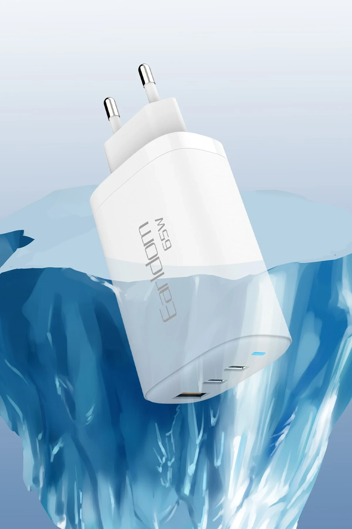 Earldom EU26i 2 Adet 65W Type-C ve 1 Adet 30W USB 3.0 Çıkışlı Ekstra Type-C to Lightning Kablolu GAN Şarj Cihazı