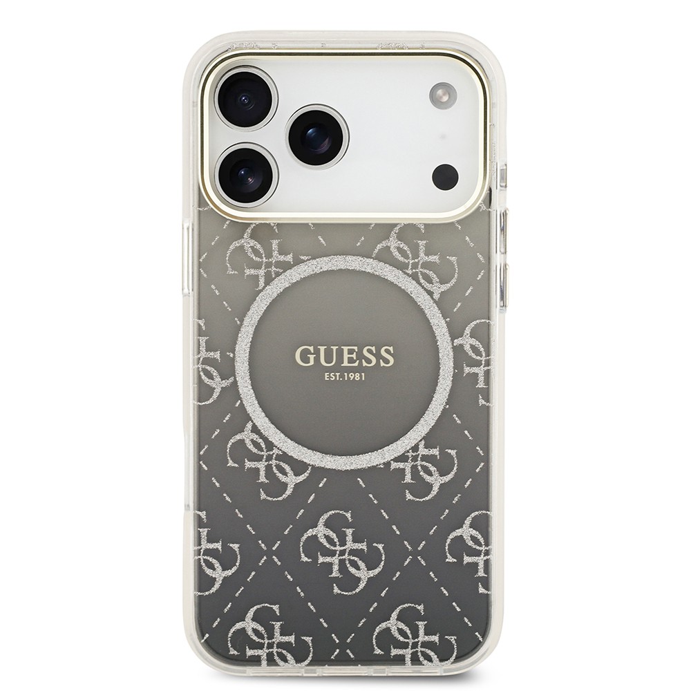 Apple iPhone 17 Pro Kılıf Guess Orjinal Lisanslı M-safe Şarj Özellikli 4G Desenli Simli Silikon Kapak