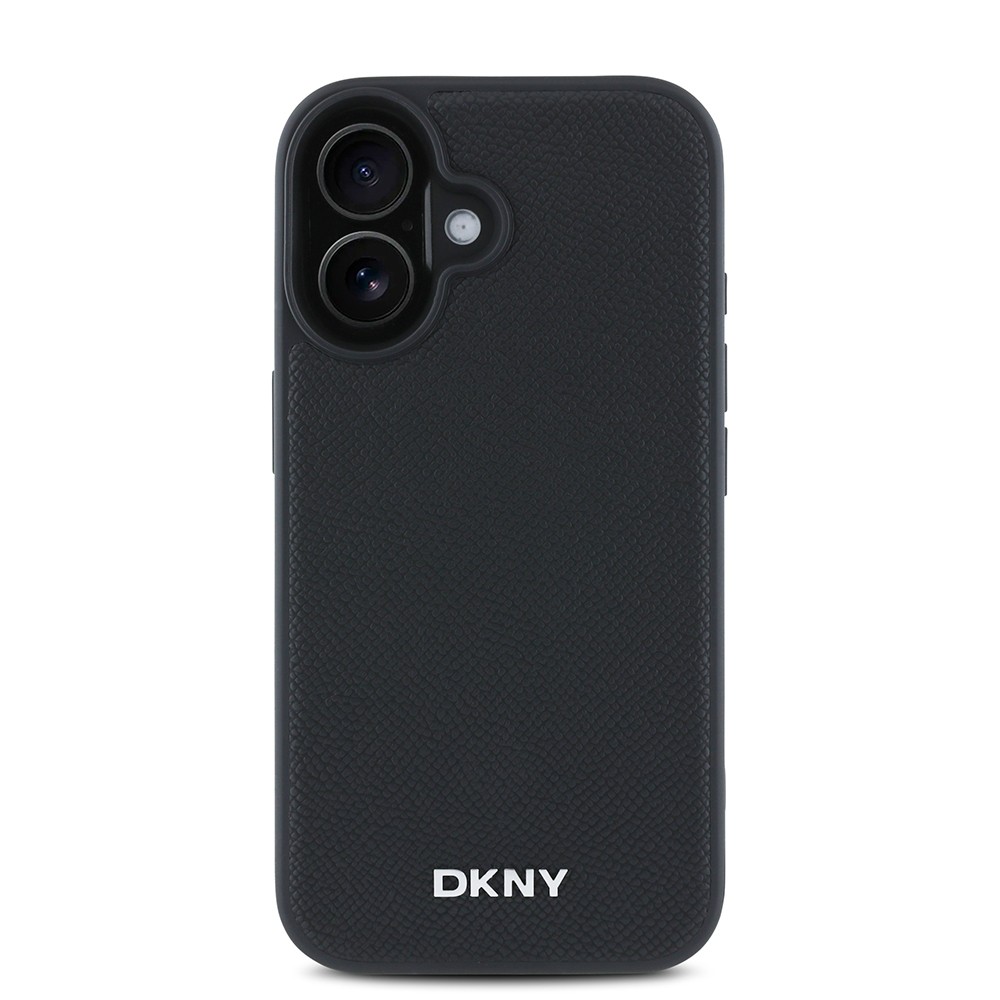 Apple iPhone 16 Kılıf DKNY Orjinal Lisanslı M-safe Şarj Özellikli Metal Logolu PU Deri Grained Kapak
