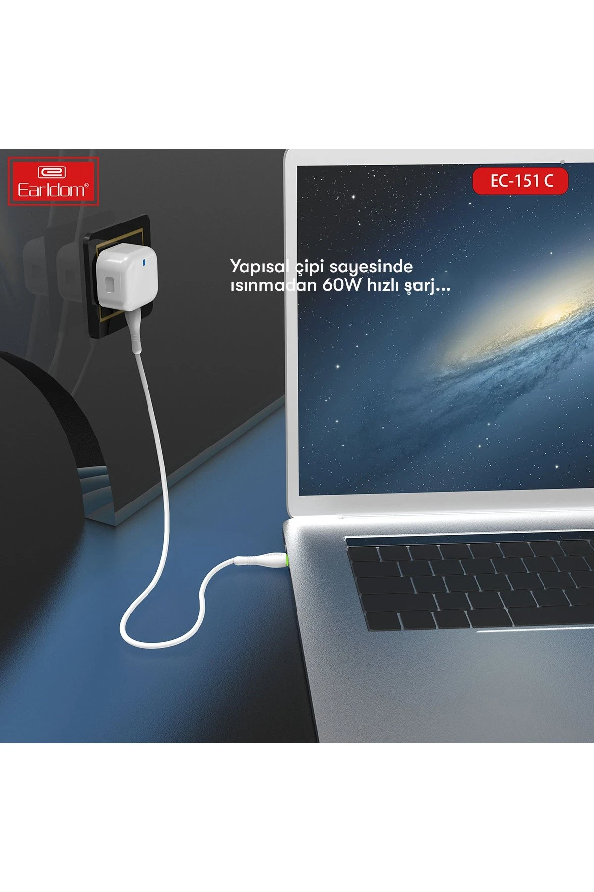 Earldom EC-151C PD 60W Type-C to Type-C 1M Hızlı Şarj Kablosu
