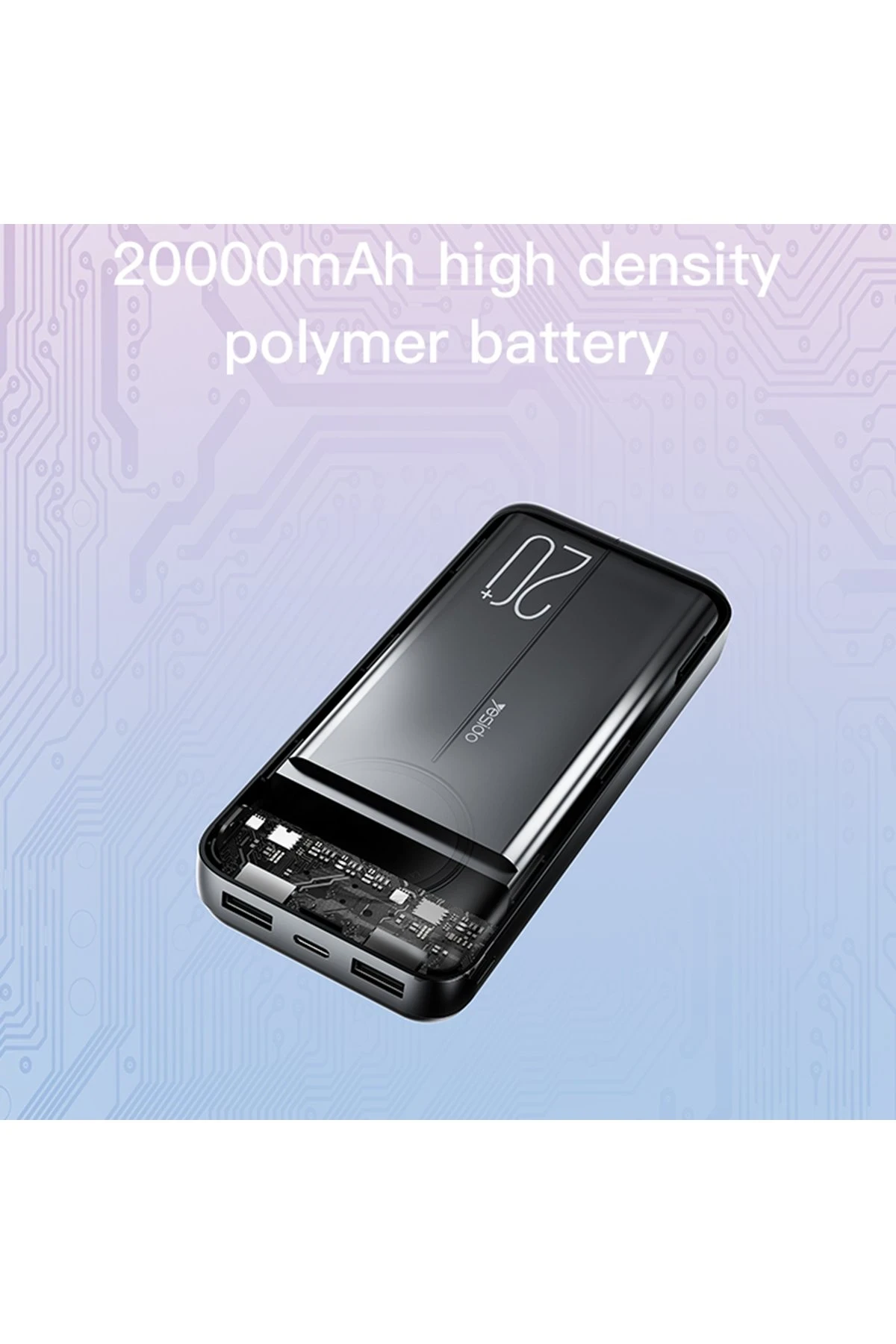 Yesido YP41 20.000 mAh Dijital Göstergeli USB3.0 PD Hızlı Şarj Powerbank