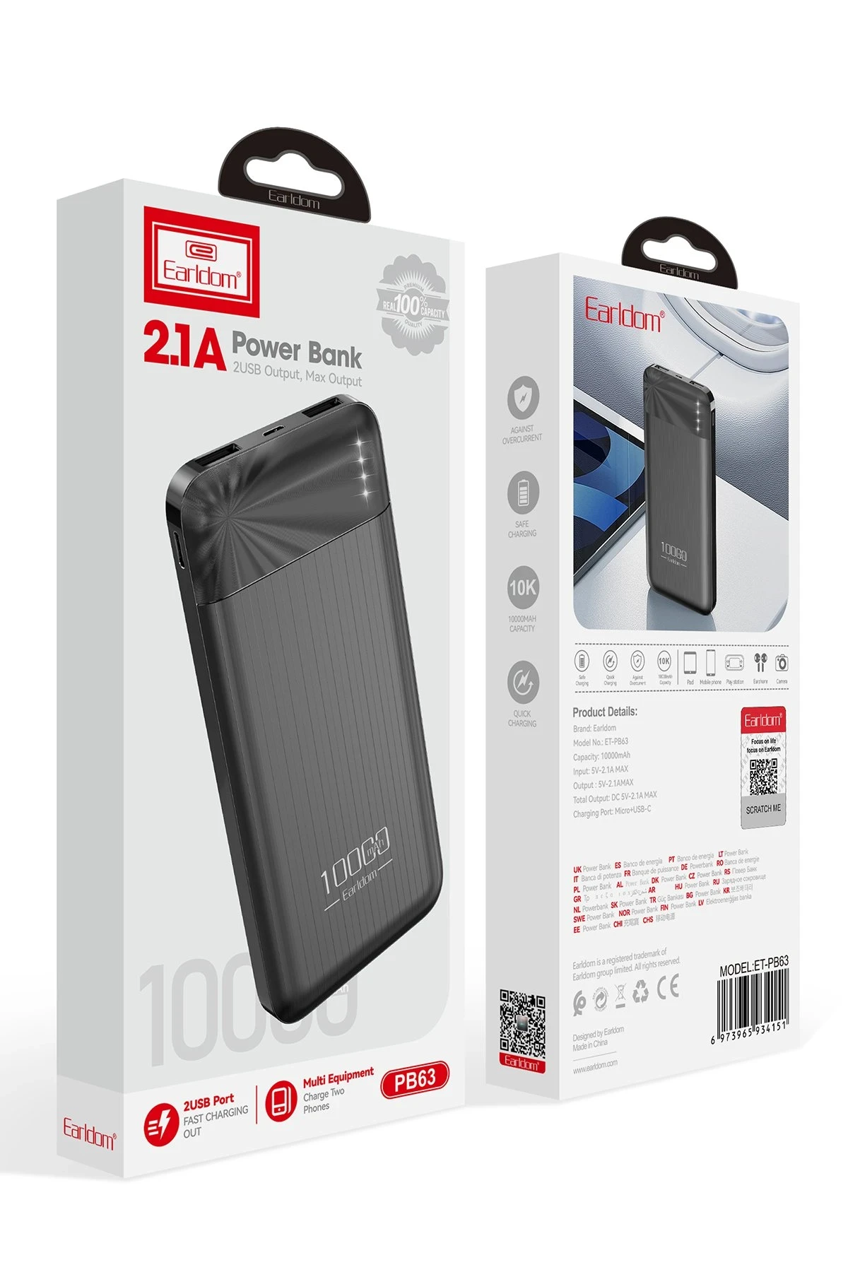 Earldom PB63 10.000 mAh 2 Adet 10W USB Çıkışlı Powerbank