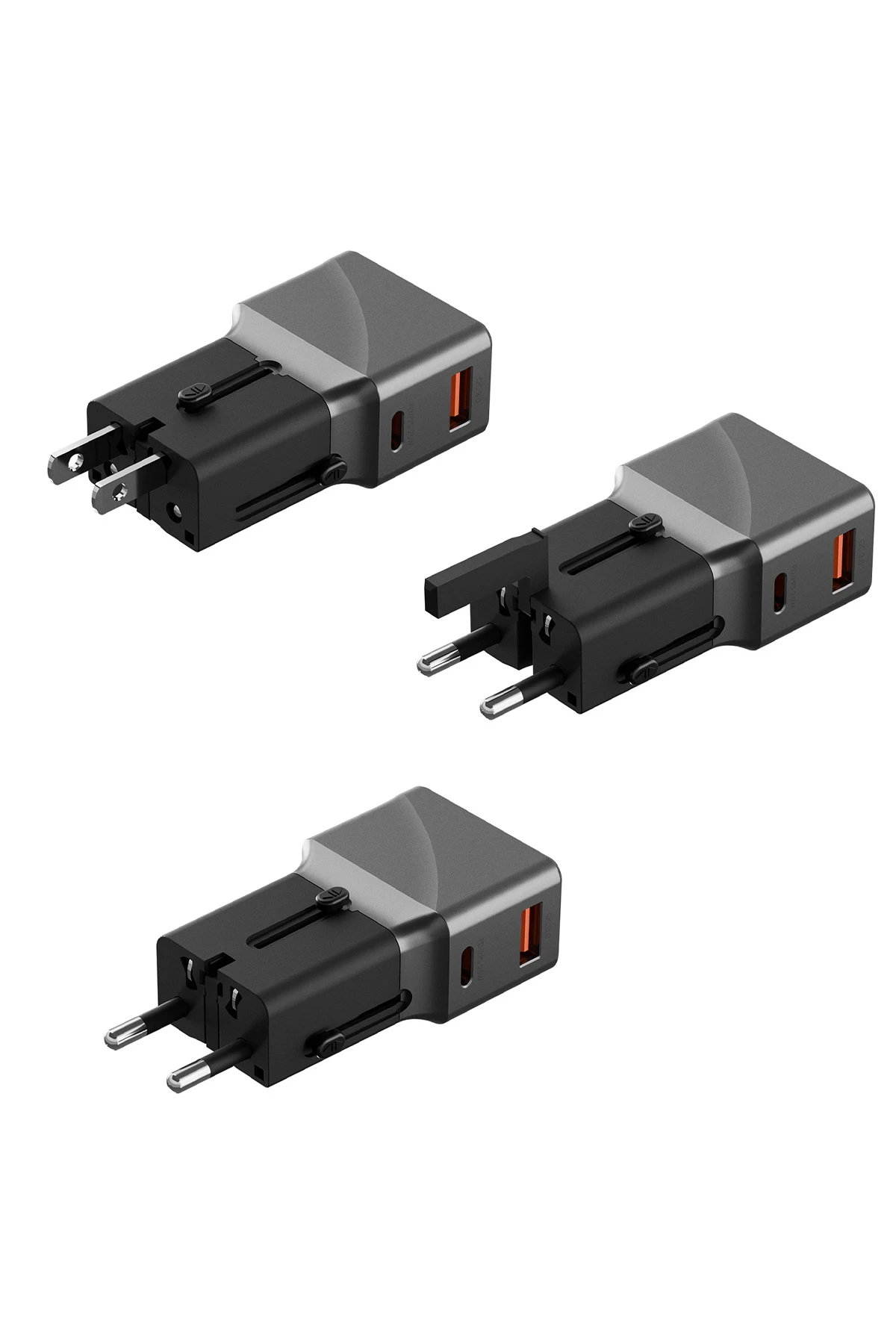 Energea TravelWorld Universal 1 Adet 25W Type-C ve 1 Adet 18W USB 3.0 Çıkışlı Hızlı Şarj Aleti