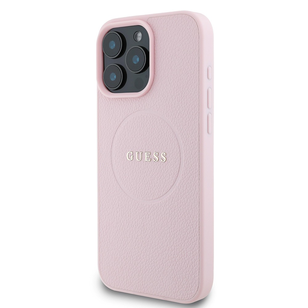 Apple iPhone 16 Pro Kılıf Guess Orjinal Lisanslı M-safe Şarj Özellikli Yazı Logolu Grained Kapak