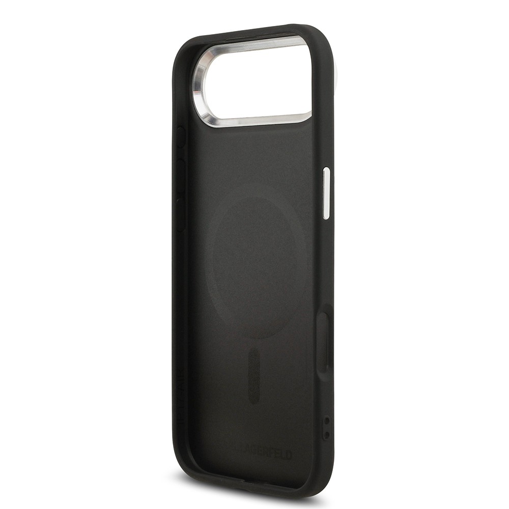 Apple iPhone 17 Air Kılıf Karl Lagerfeld Orjinal Lisanslı M-safe Şarj Özellikli Metal Kamera ve Buton Tasarımlı Choupette PU Deri Kapak