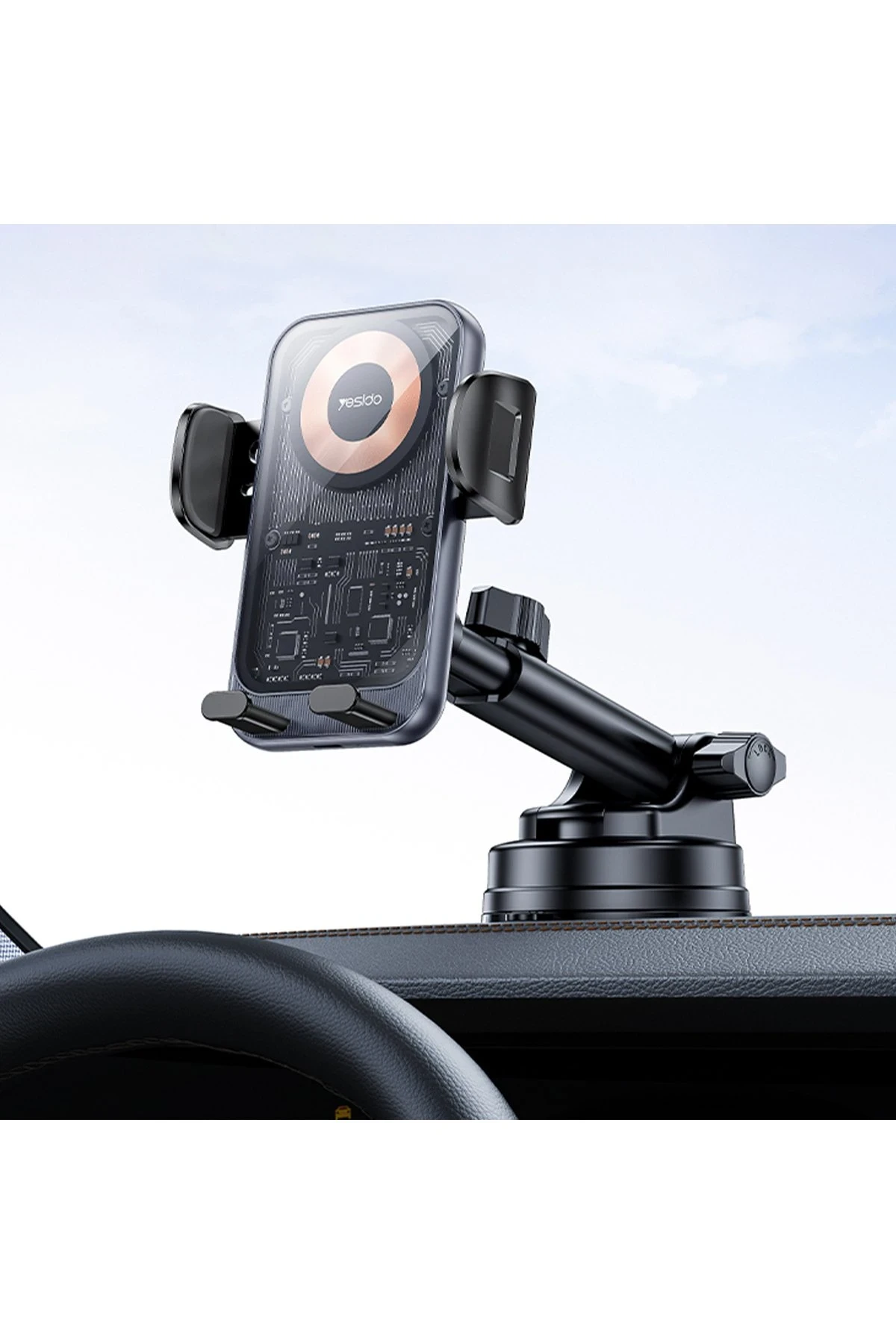 Yesido C307 Yapışkanlı 360 Derece Ayarlanabilir Cam Yüzeyli 15W Kablosuz Şarjlı Magsafe Araç Tutucu