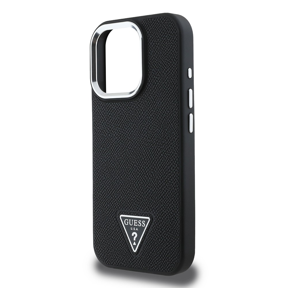 Apple iPhone 15 Pro Max Kılıf Guess Orjinal Lisanslı M-safe Şarj Özellikli Grained Triangle Kapak