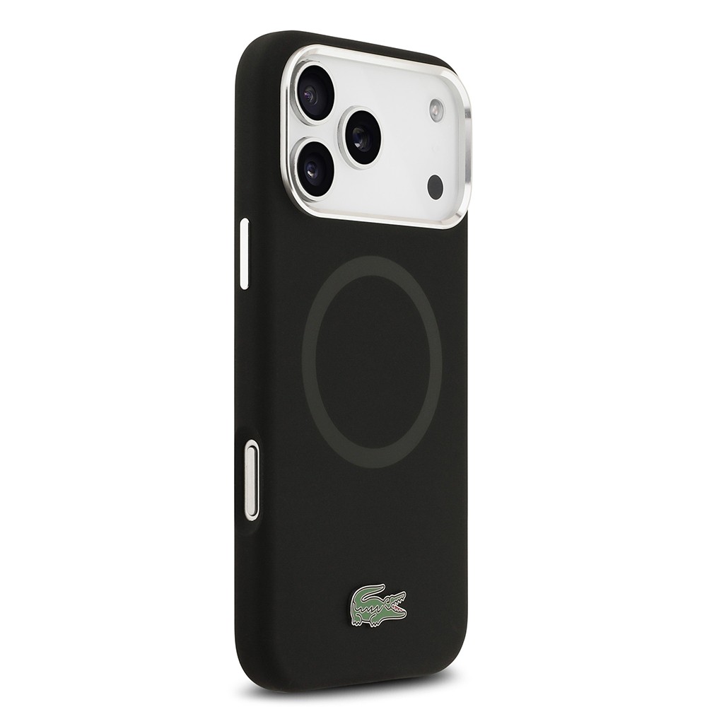 Apple iPhone 17 Pro Max Kılıf Lacoste Orjinal Lisanslı M-safe Şarj Özellikli İkonik Logolu Metal Kamera Çerçeveli Silikon Kapak