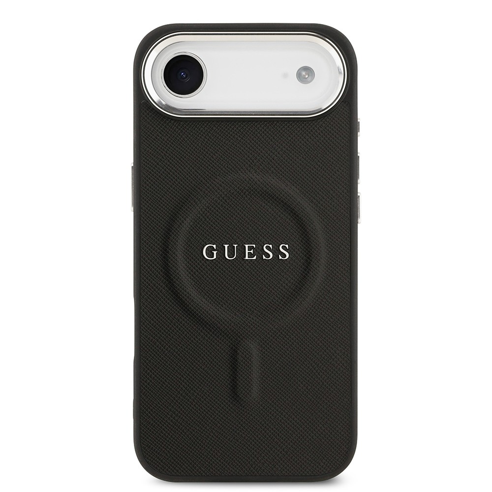 Apple iPhone 17 Air Kılıf Guess Orjinal Lisanslı M-safe Şarj Özellikli Klasik Yazı Logolu PU Deri Kapak