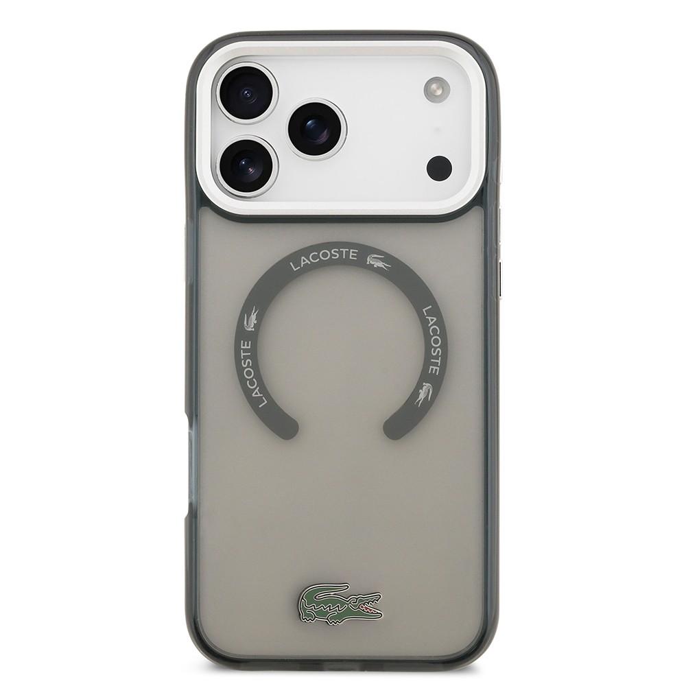 Apple iPhone 17 Pro Max Kılıf Lacoste Orjinal Lisanslı M-safe Şarj Özellikli İkonik Timsah Logolu Buzlu Kapak