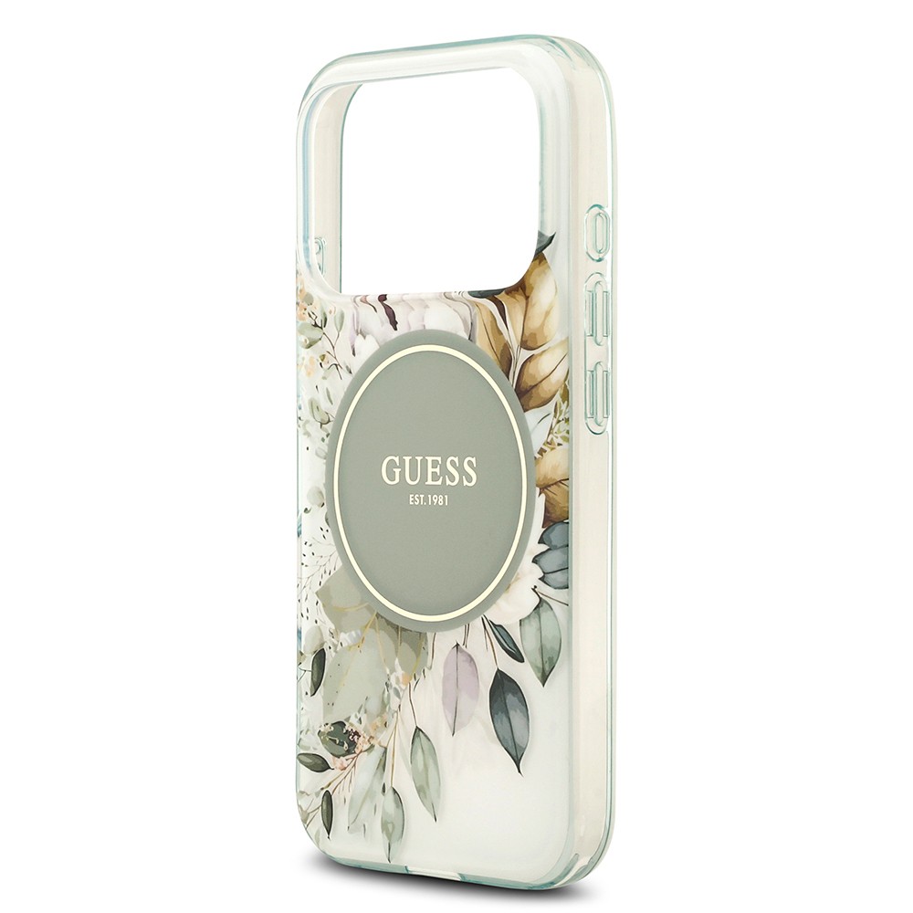 Apple iPhone 17 Pro Kılıf Guess Orjinal Lisanslı M-safe Şarj Özellikli Flower Tonal Circle Kapak