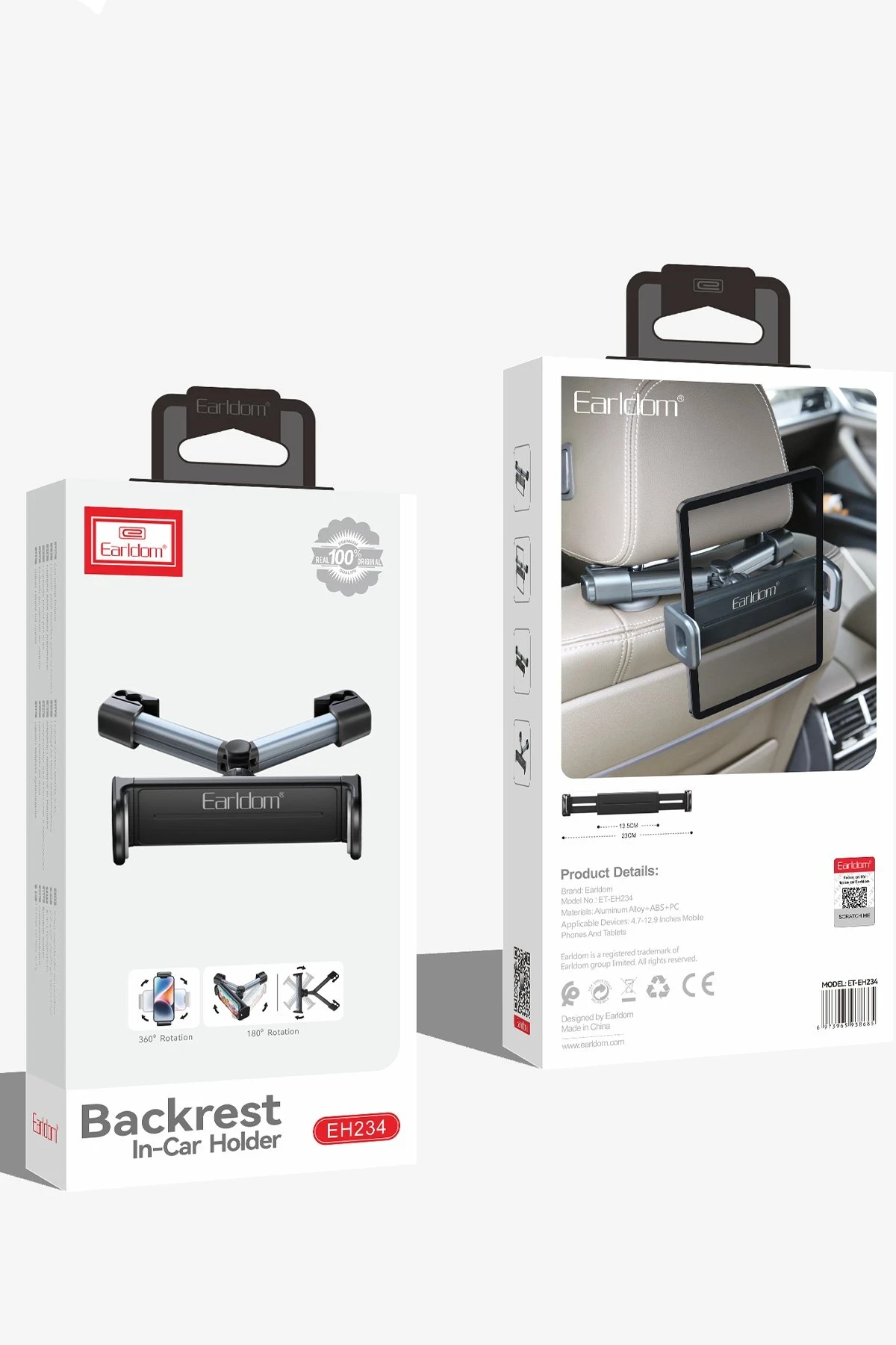 Earldom EH234 360 Derece Ayarlanabilir Klipsli Koltuk Arkası Telefon Tablet Tutucu