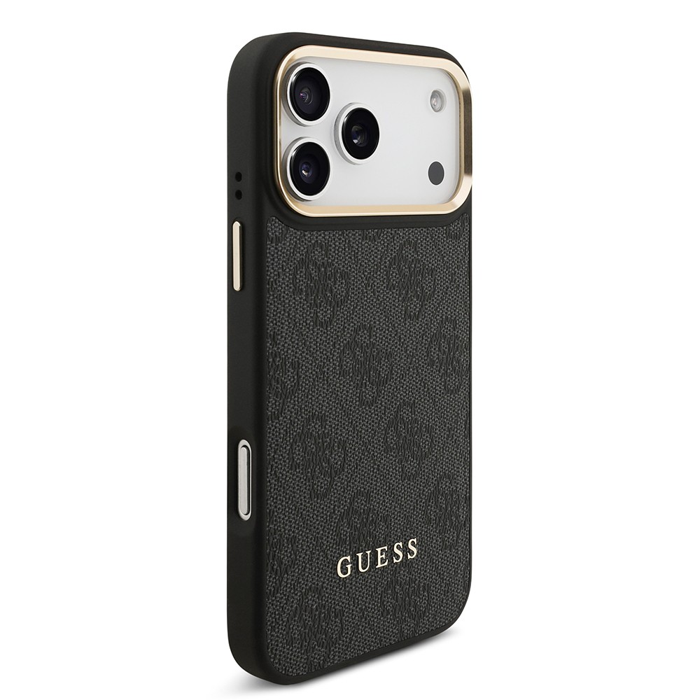 Apple iPhone 17 Pro Max Kılıf Guess Orjinal Lisanslı M-safe Şarj Özellikli 4G Metal Büyük Logolu Kartlıklı Kapak