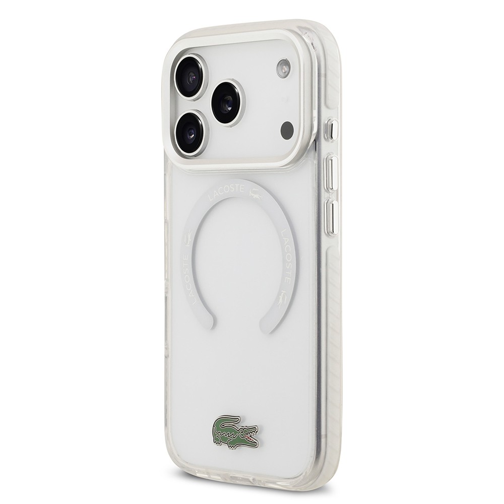 Apple iPhone 17 Pro Kılıf Lacoste Orjinal Lisanslı M-safe Şarj Özellikli İkonik Timsah Logolu Buzlu Kapak