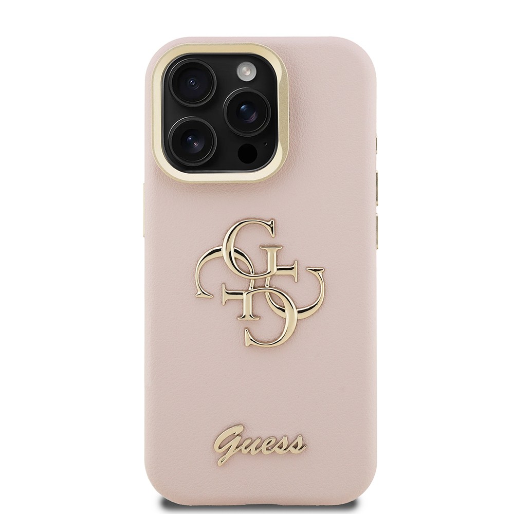 Apple iPhone 15 Pro Kılıf Guess Orjinal Lisanslı Grained Yazı Logolu Kamera Standlı Kapak