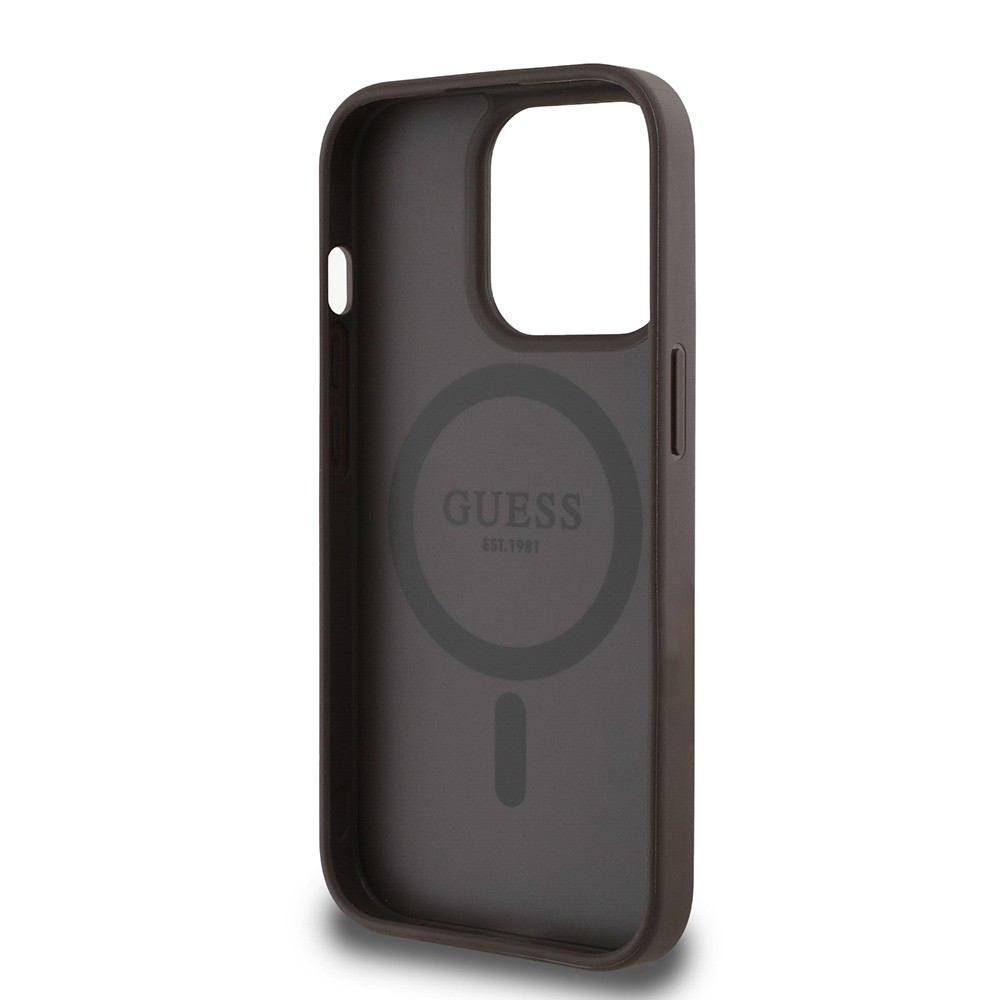 Apple iPhone 14 Pro Max Kılıf Guess Orjinal Lisanslı M-safe Şarj Özellikli Yazı Logolu Circle Classic Kapak