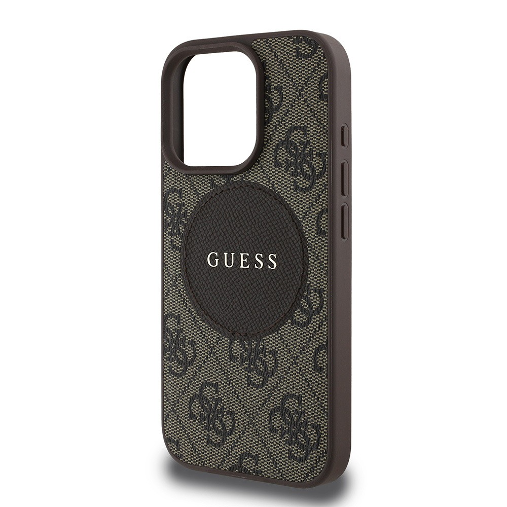 Apple iPhone 15 Pro Max Kılıf Guess Orjinal Lisanslı M-safe Şarj Özellikli Yazı Logolu Circle Classic Kapak