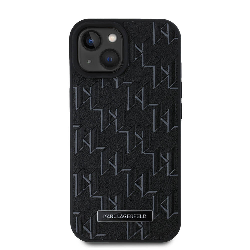 Apple iPhone 15 Kılıf Karl Lagerfeld Orjinal Lisanslı M-safe Şarj Özellikli KL Yazılı Hot Stamp Kapak