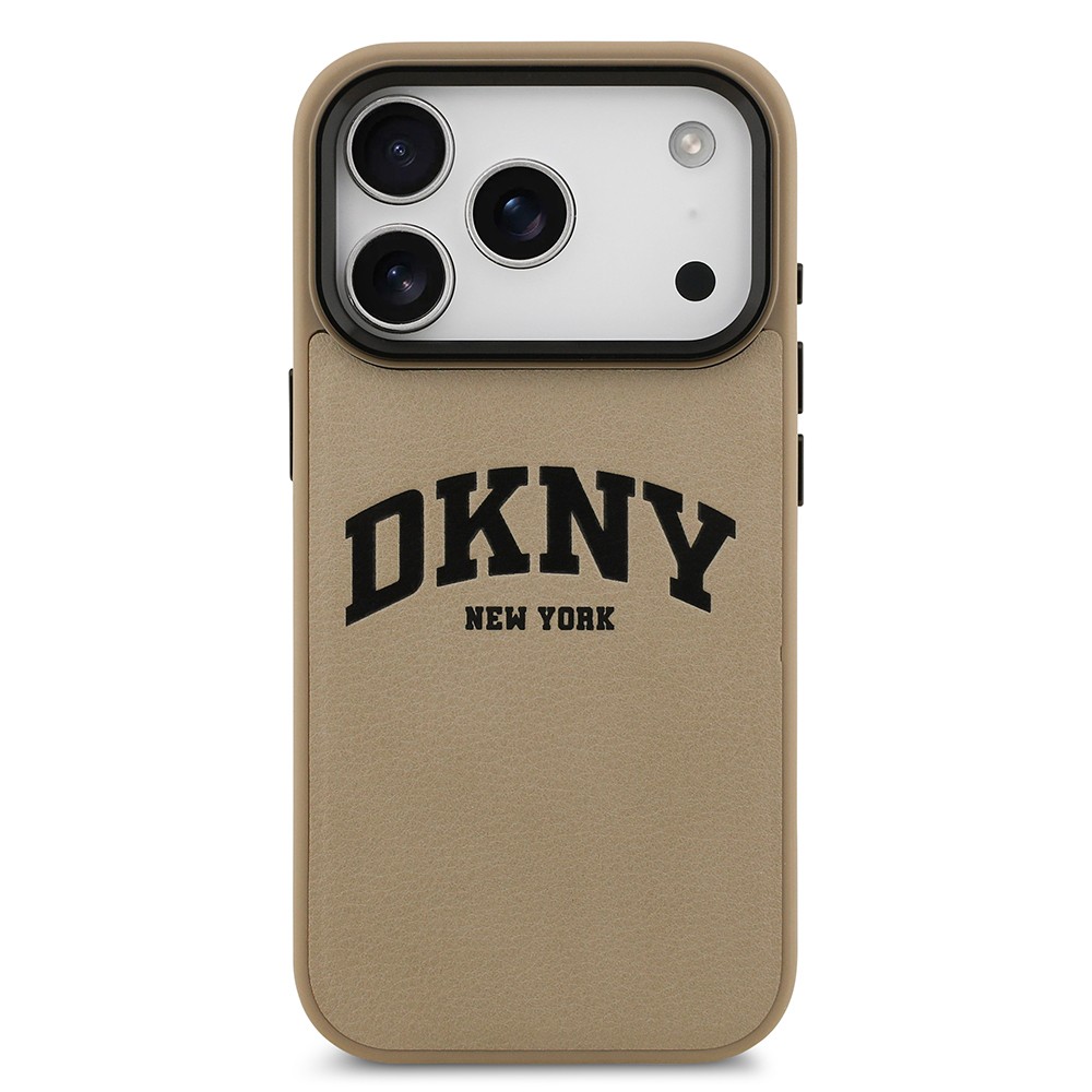 Apple iPhone 17 Pro Max Kılıf DKNY Orjinal Lisanslı M-safe Şarj Özellikli PU Deri Kabartmalı Kapak
