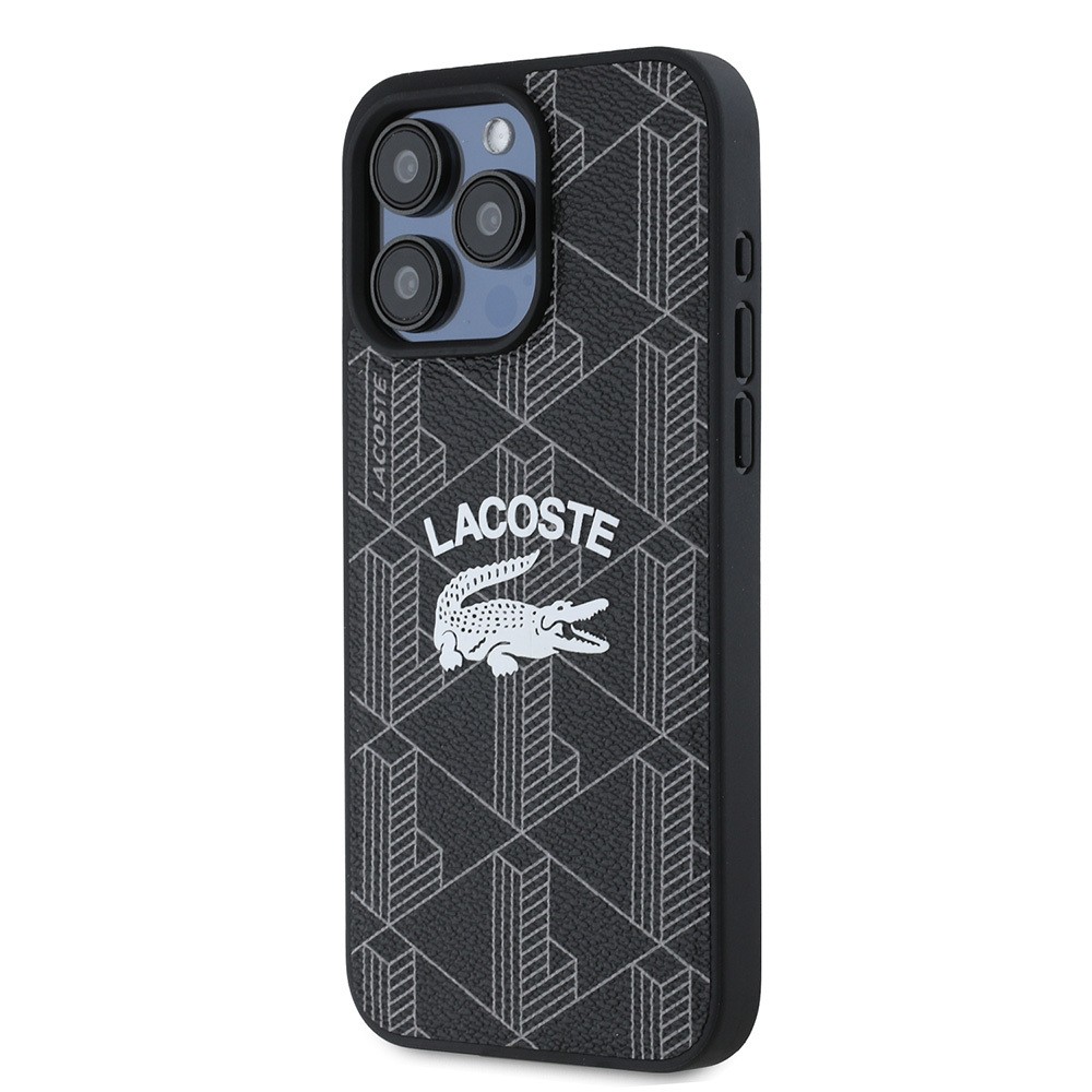 Apple iPhone 15 Pro Max Kılıf Lacoste Orjinal Lisanslı M-safe Şarj Özellikli Mono Vintage Logo Kapak