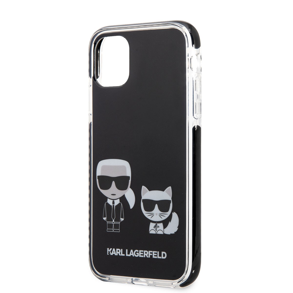 Apple iPhone 11 Kılıf Karl Lagerfeld Kenarları Siyah Silikon K&C Dizayn Kapak