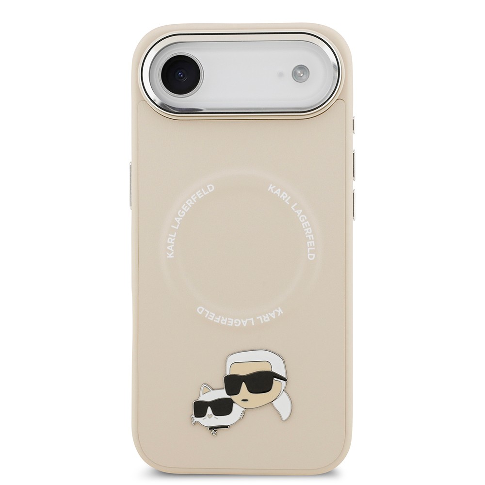 Apple iPhone 17 Air Kılıf Karl Lagerfeld Orjinal Lisanslı M-safe Şarj Özellikli Metal Kamera ve Buton Tasarımlı K&C PU Deri Kapak