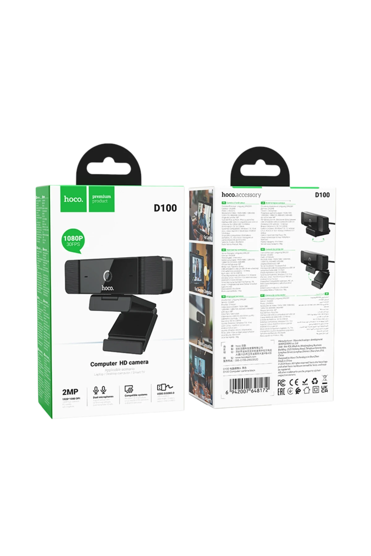 Hoco. D100 1080P 2MP Mikrofonlu USB Web Kamera