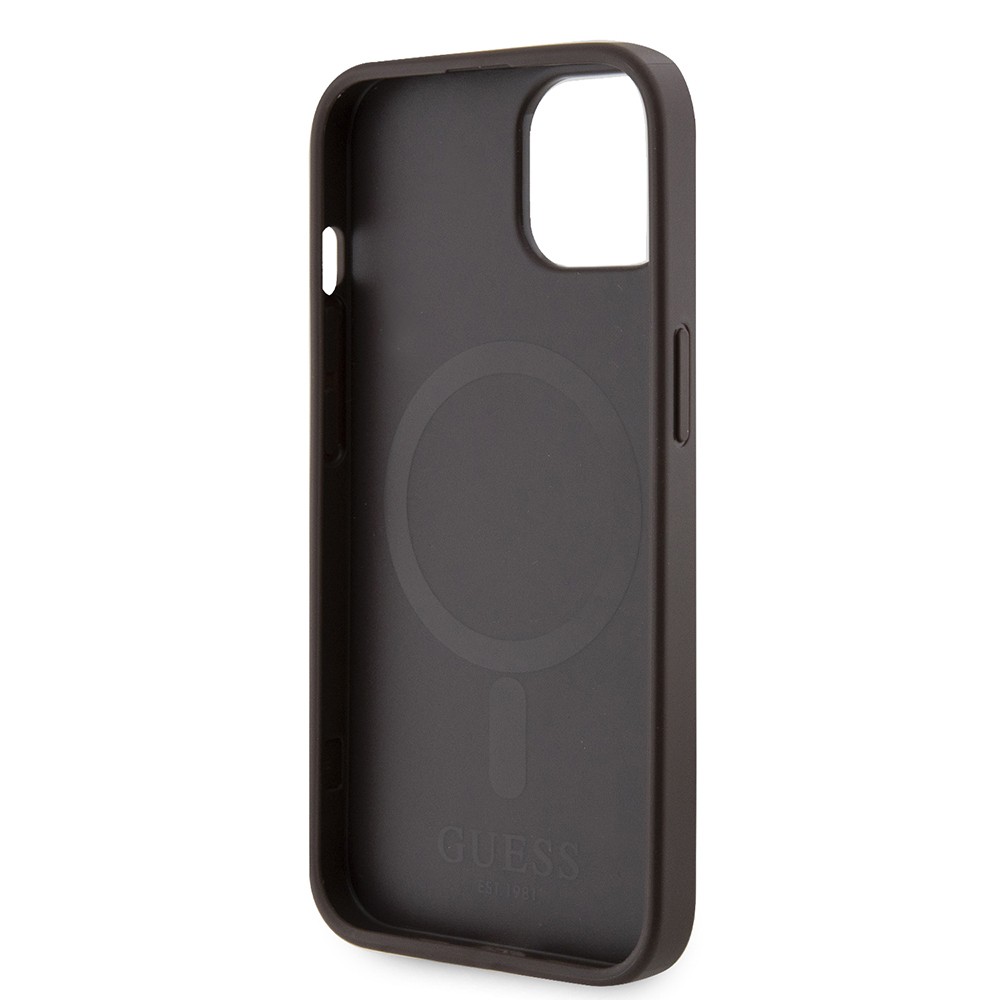Apple iPhone 15 Kılıf Guess Orjinal Lisanslı M-safe Şarj Özellikli 4G Şerit Tasarımlı Printed Kapak