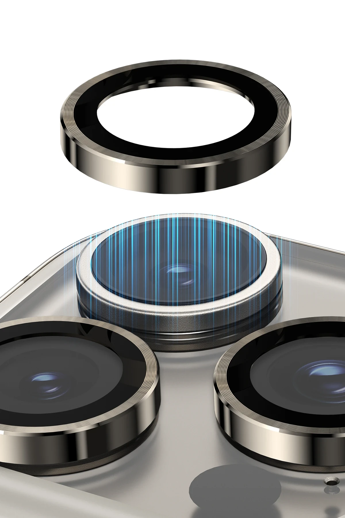 Keephone iPhone 14 3D Spiral Alüminyum AR Kamera Lens Koruyucu
