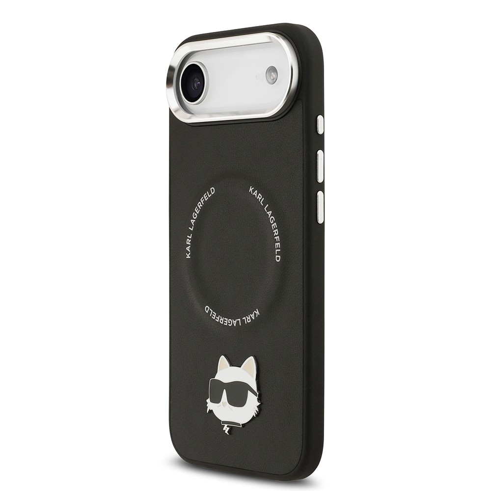 Apple iPhone 17 Air Kılıf Karl Lagerfeld Orjinal Lisanslı M-safe Şarj Özellikli Metal Kamera ve Buton Tasarımlı Choupette PU Deri Kapak