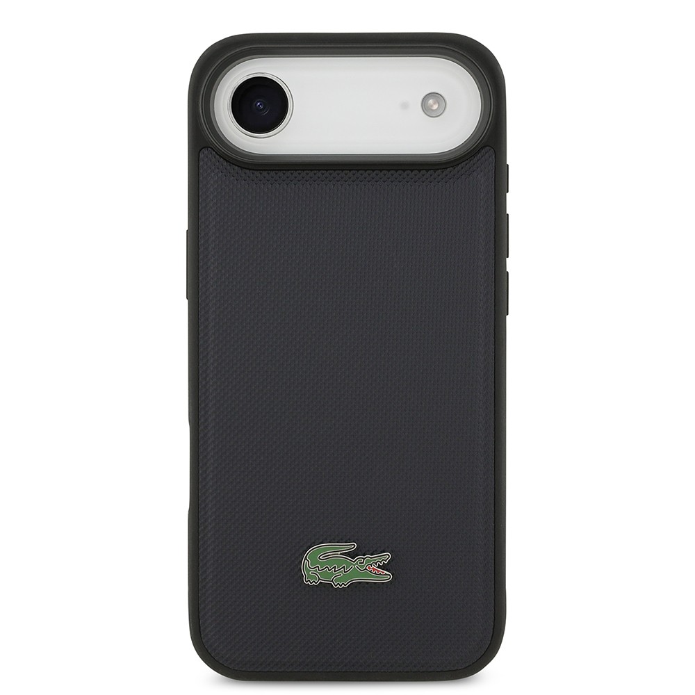 Apple iPhone 17 Air Kılıf Lacoste Orjinal Lisanslı M-safe Şarj Özellikli PU Pike Desenli Metal Logolu Kartlıklı Kapak
