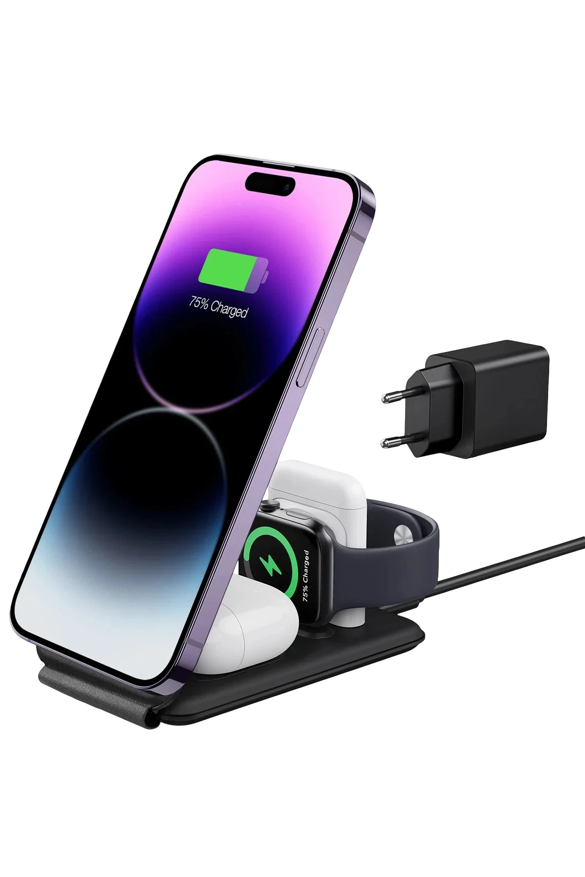ESR HaloLock 3in1 20W PD Type-C Çıkışlı ve Saat ile Airpods İçin Kablosuz Şarj Destekli Şarj Seti