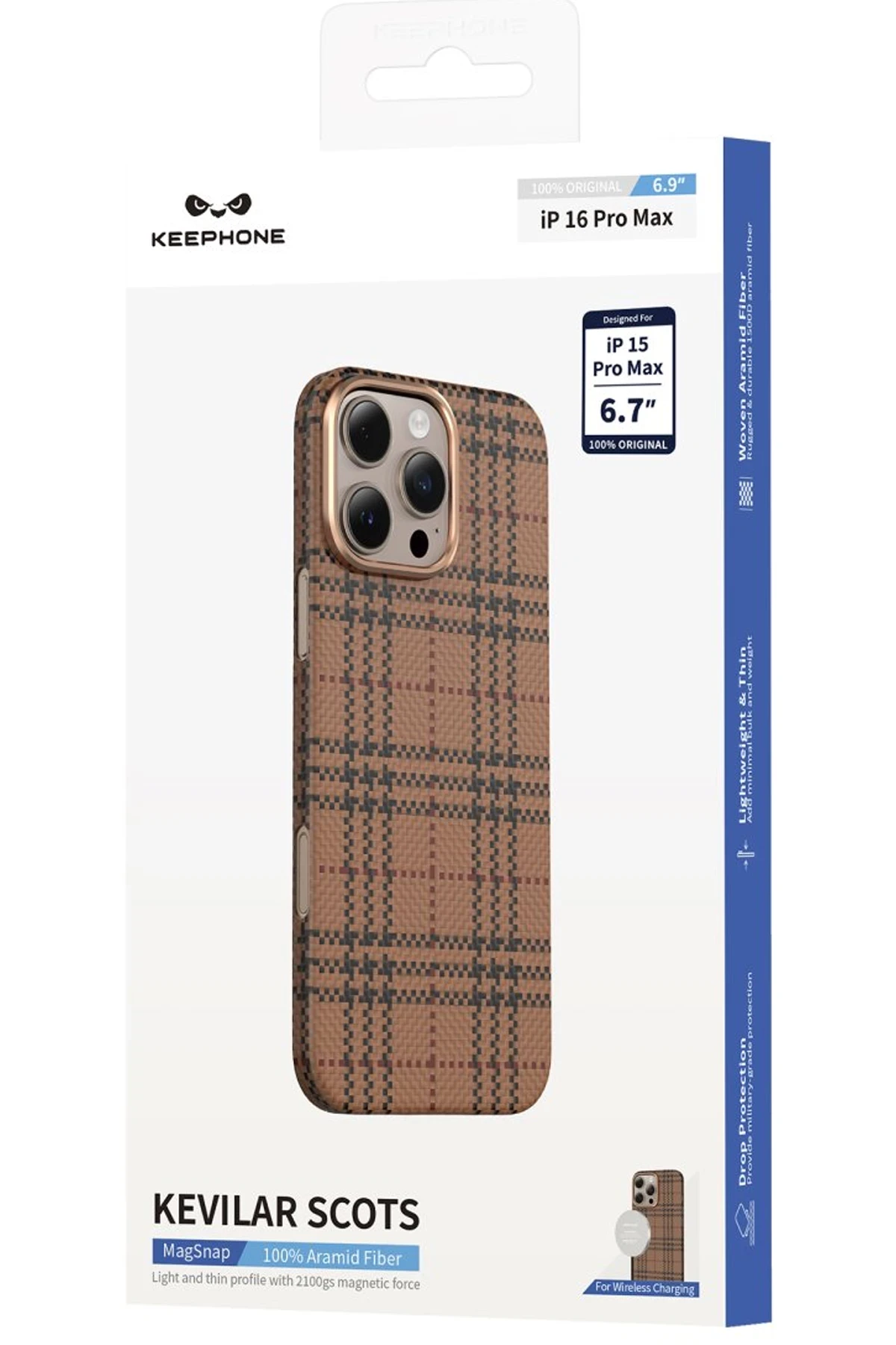 Keephone iPhone 15 Pro Max Scots Kevlar Magsafe Kılıf