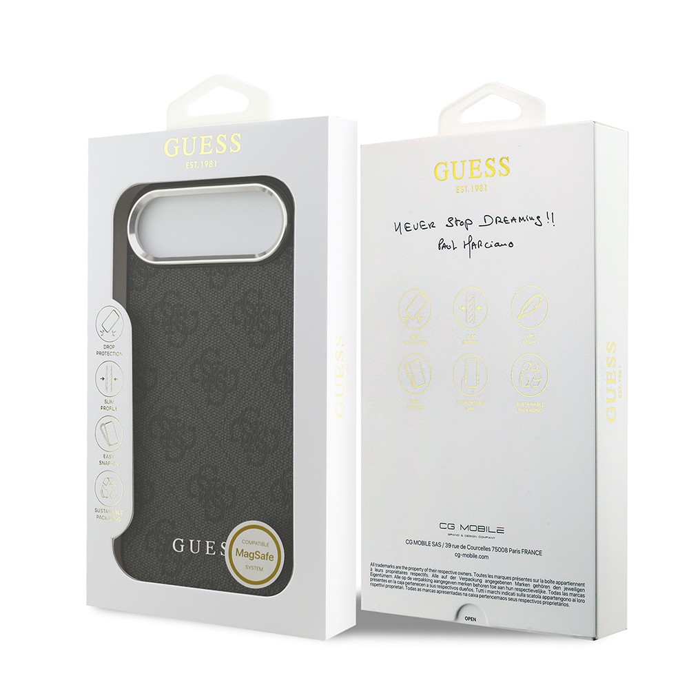 Apple iPhone 17 Air Kılıf Guess Orjinal Lisanslı M-safe Şarj Özellikli 4G Klasik Yazı Logolu Kapak