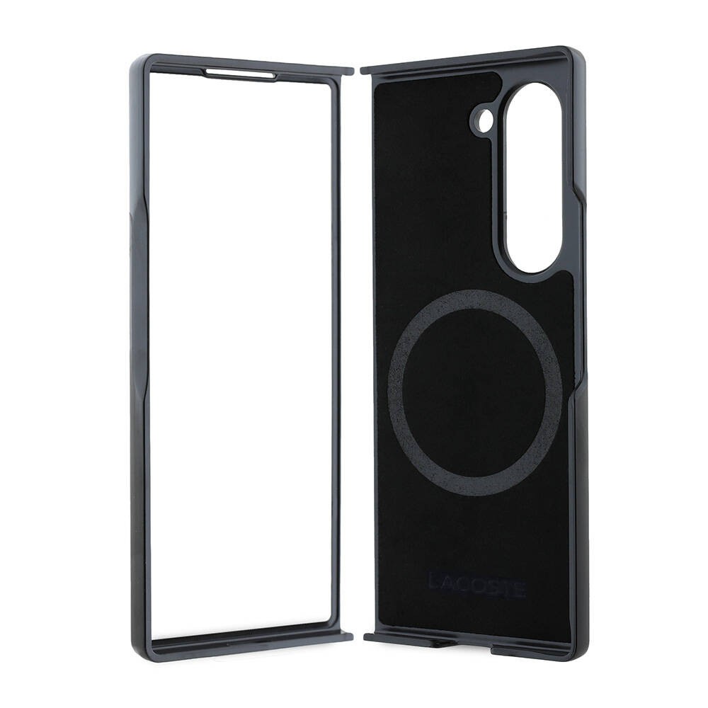 Galaxy Z Fold 6 Kılıf Lacoste Orjinal Lisanslı PU Pike Desenli Arka Yüzey İkonik Timsah Dokuma Logolu Kapak
