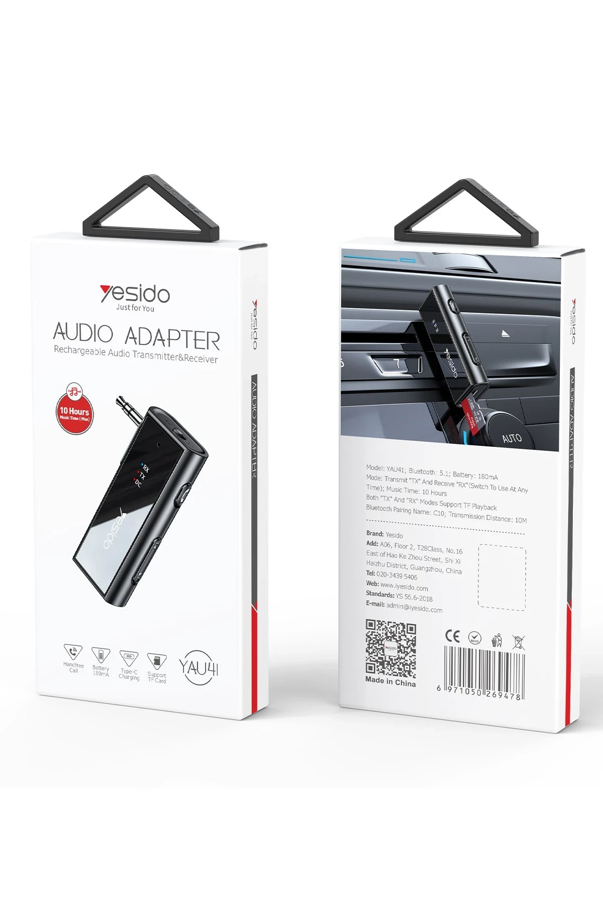 Yesido YAU41 3.5mm Aux Çıkışlı Mikrofonlu Bluetooth Araç Kiti