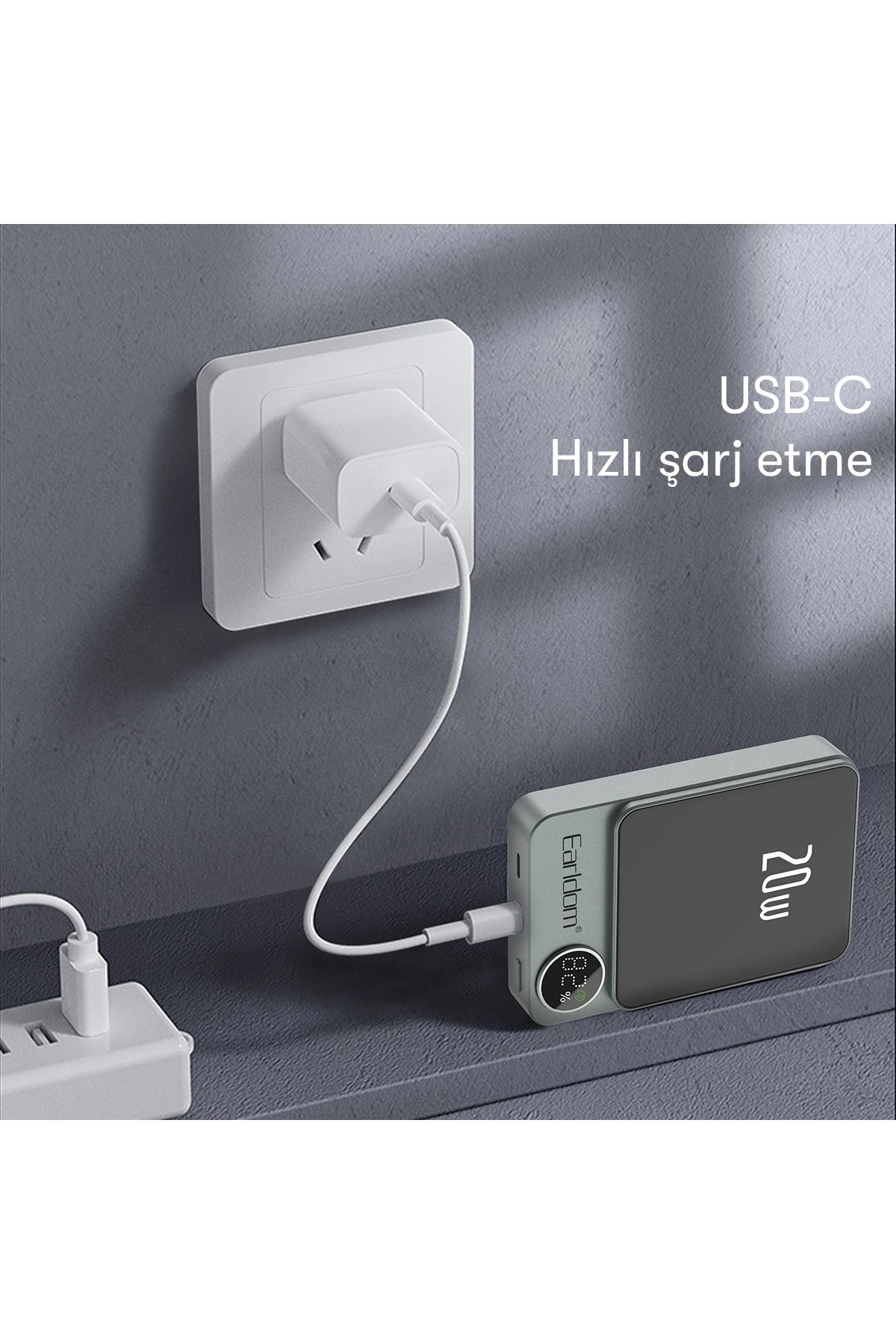 Earldom PD24 10.000 mAh 20W Kablosuz Şarjlı PD Hızlı Şarj Mini Powerbank