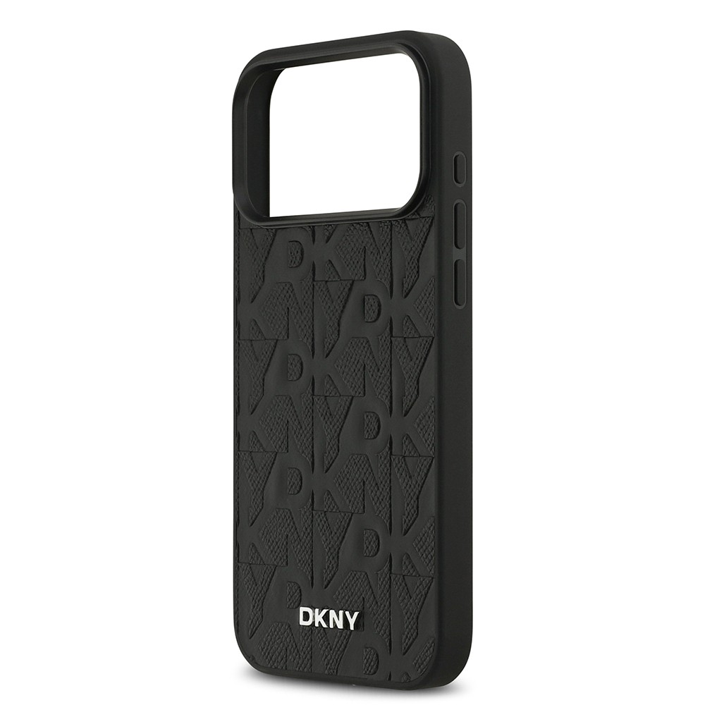 Apple iPhone 17 Pro Max Kılıf DKNY Orjinal Lisanslı M-safe Şarj Özellikli 3D Yazılı Grid Pattern Kapak