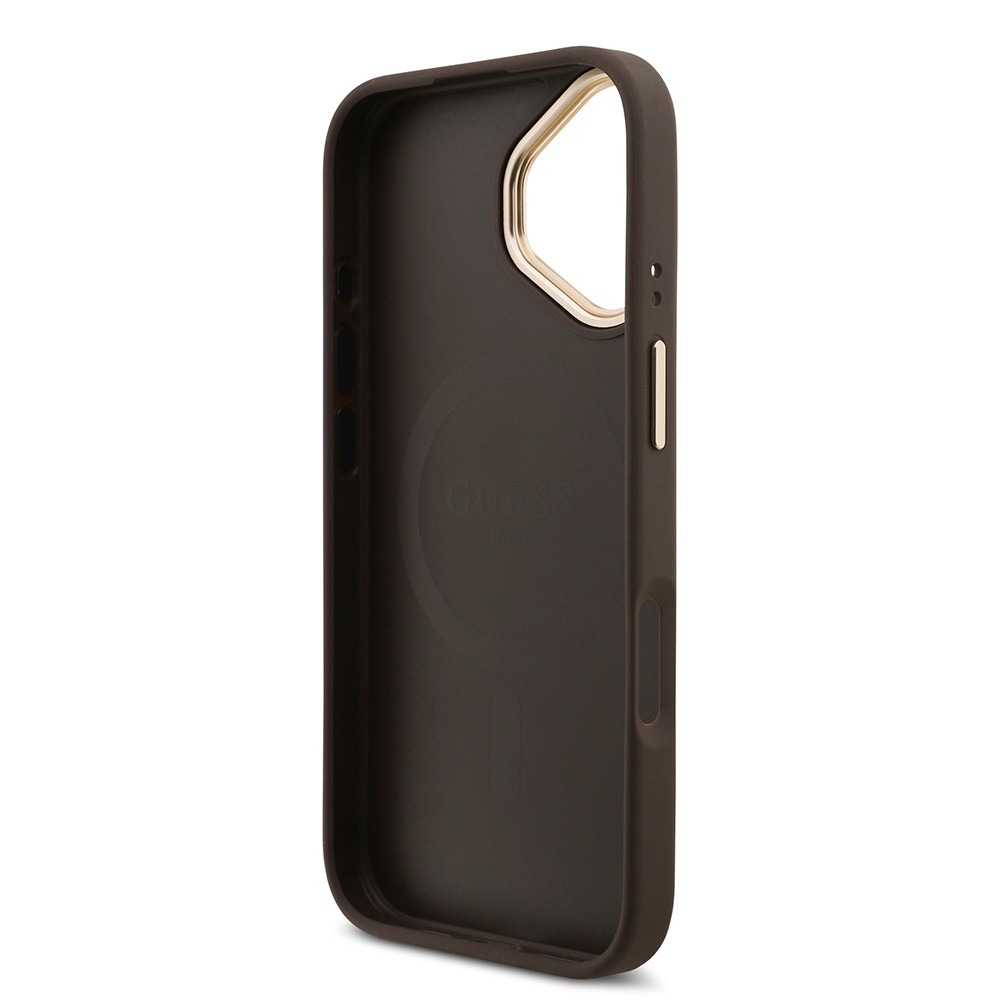 Apple iPhone 17 Kılıf Guess Orjinal Lisanslı M-safe Şarj Özellikli 4G Metal Büyük Logolu Kartlıklı Kapak