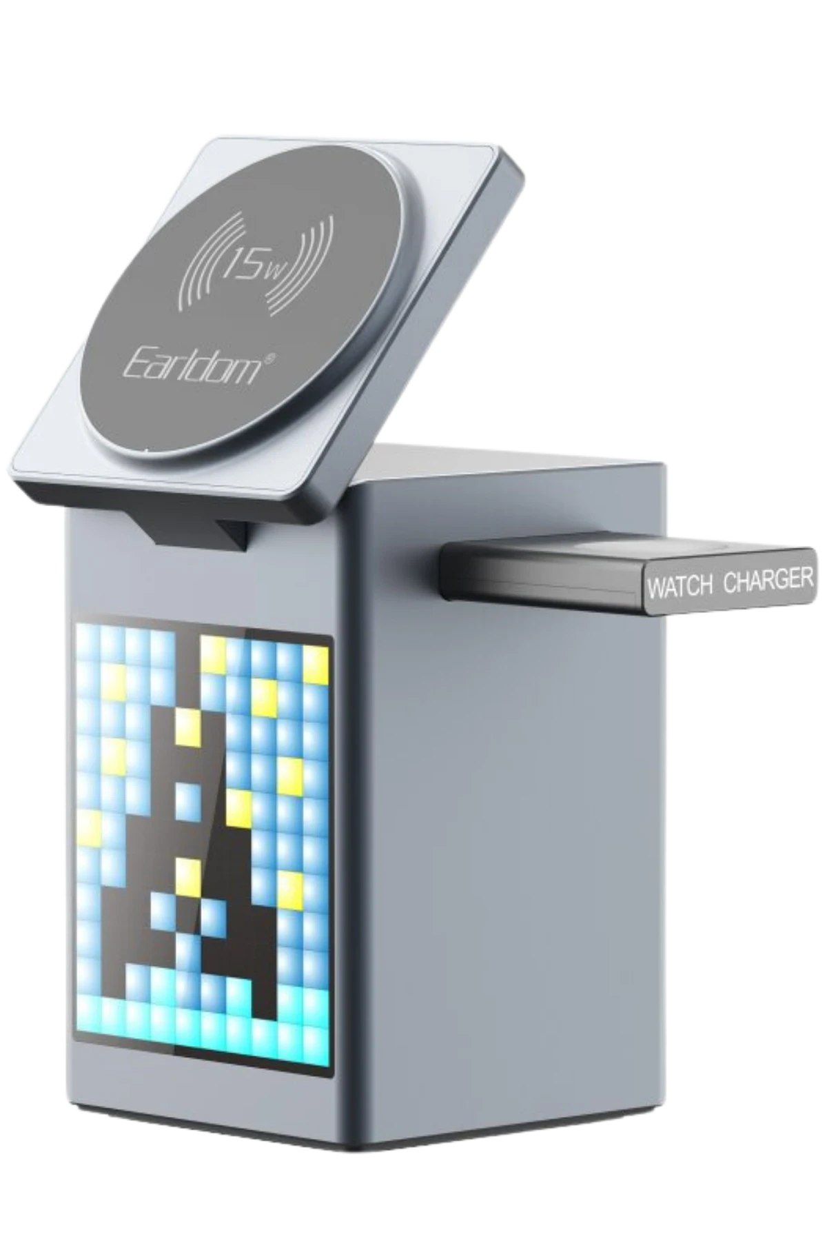 Earldom WC64 5in1 Dijital Saat Göstergeli 15W Telefon 2.5W Saat ve 5W Airpods İçin Kablosuz Şarj Standı