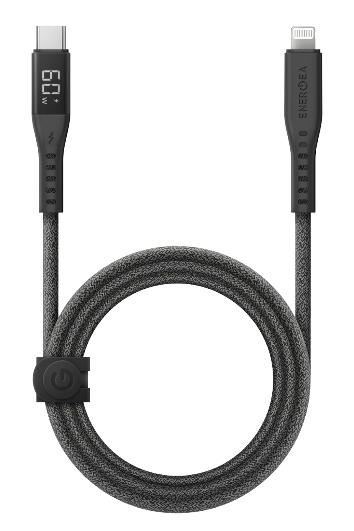 Energea Flow 1.5M 60W Dijital Göstergeli Type-C to Lightning PD Hızlı Şarj Kablo